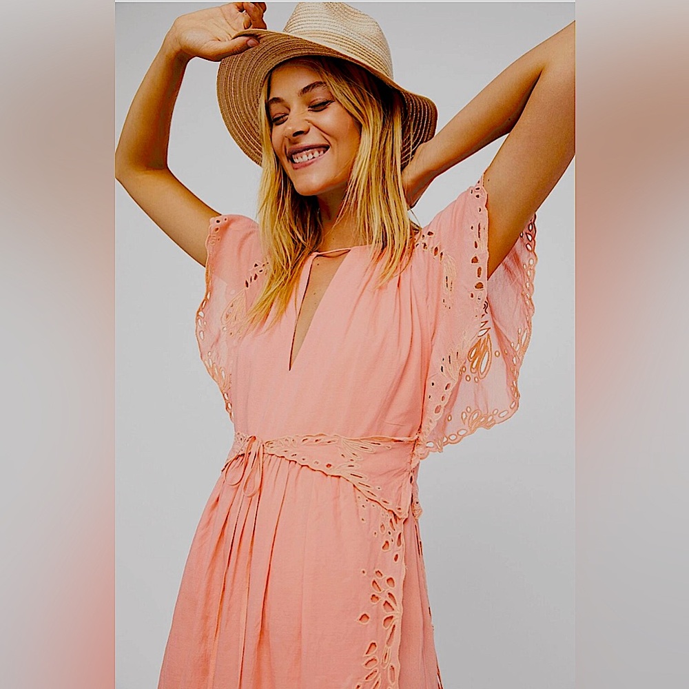 Free People Peach Lace Jumpsuit